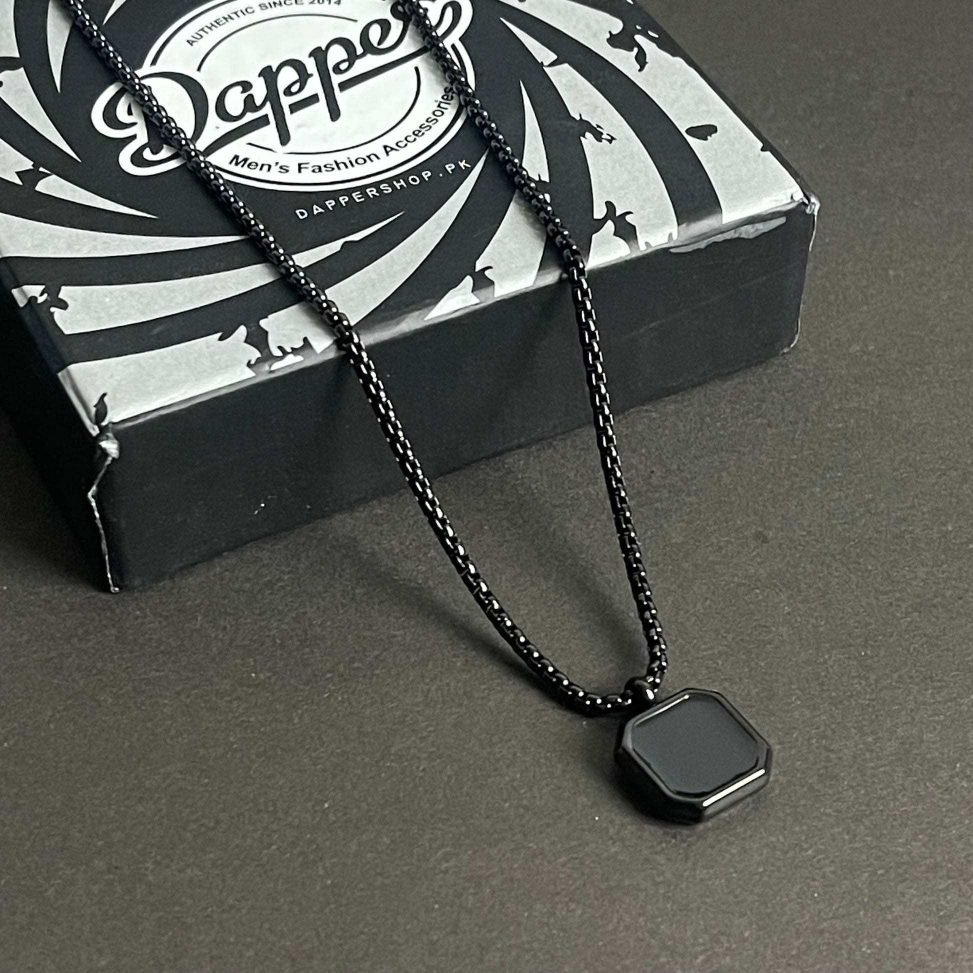 Black Square Pendant Necklace For Men In Pakistan