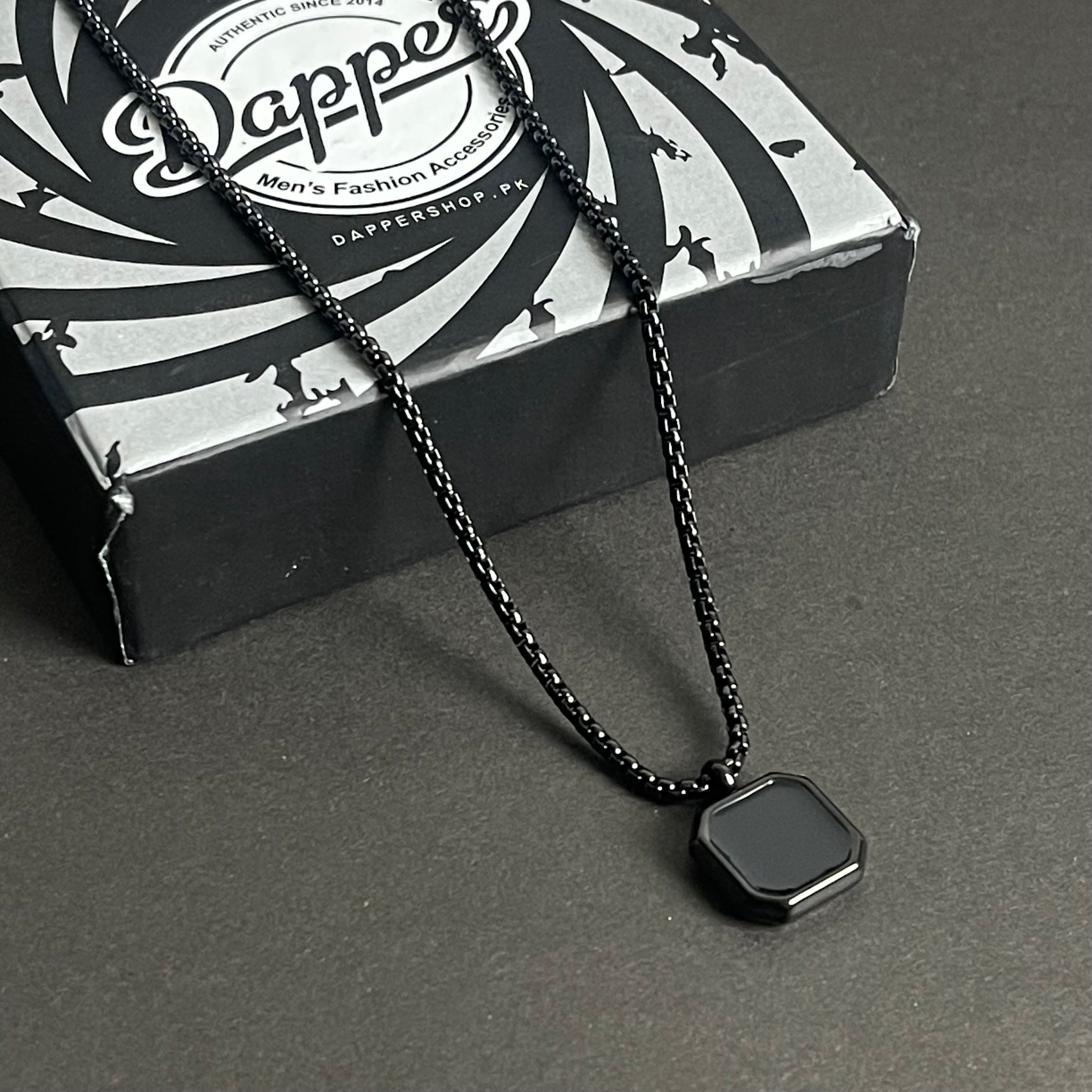 Black Square Pendant Necklace For Men In Pakistan
