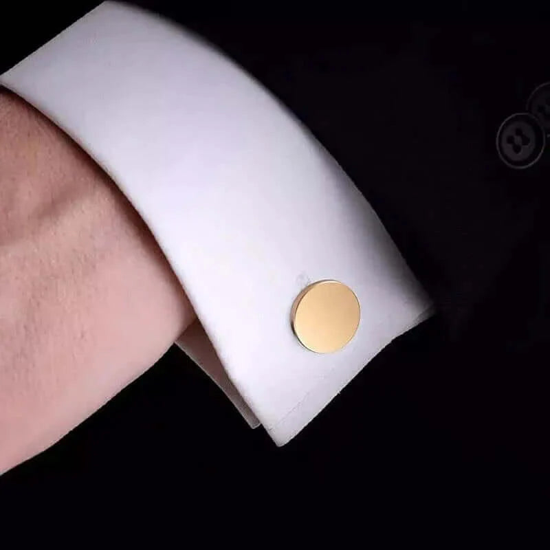 CLASSIC ELEGANCE - Gold Tone - Titanium Steel Cufflinks for Men and Boys (Size 15mm) — Cufflinks for Men | THE MEN THING