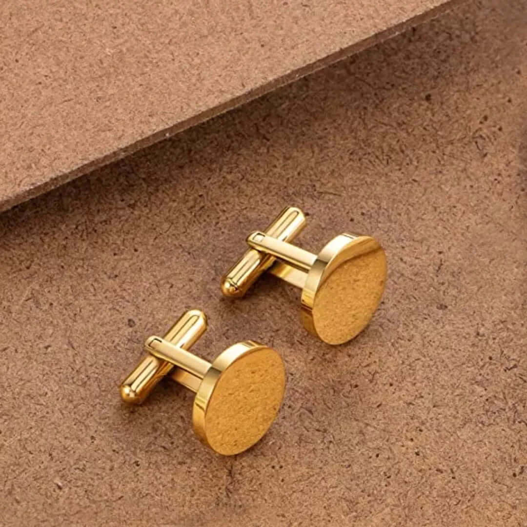CLASSIC ELEGANCE - Gold Tone - Titanium Steel Cufflinks for Men and Boys (Size 15mm) — Cufflinks for Men | THE MEN THING