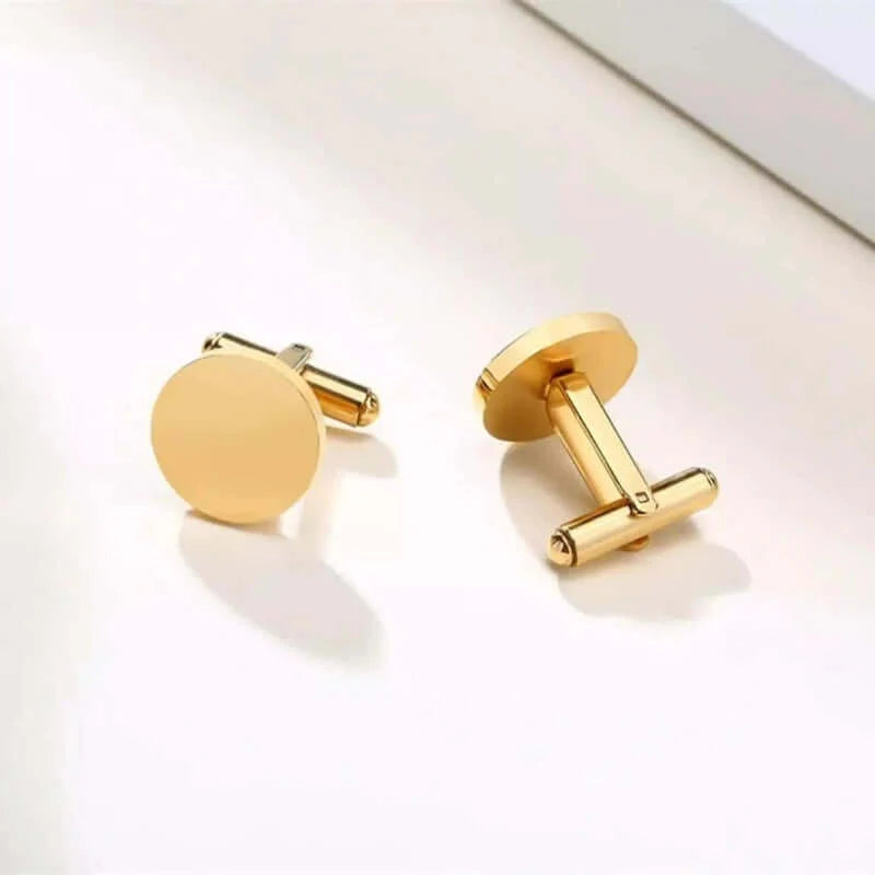 CLASSIC ELEGANCE - Gold Tone - Titanium Steel Cufflinks for Men and Boys (Size 15mm) — Cufflinks for Men | THE MEN THING