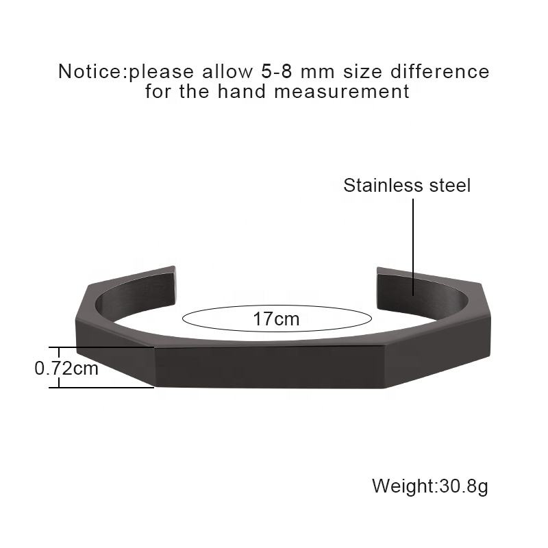 Black Stainless Steel Hexagon Bracelet
