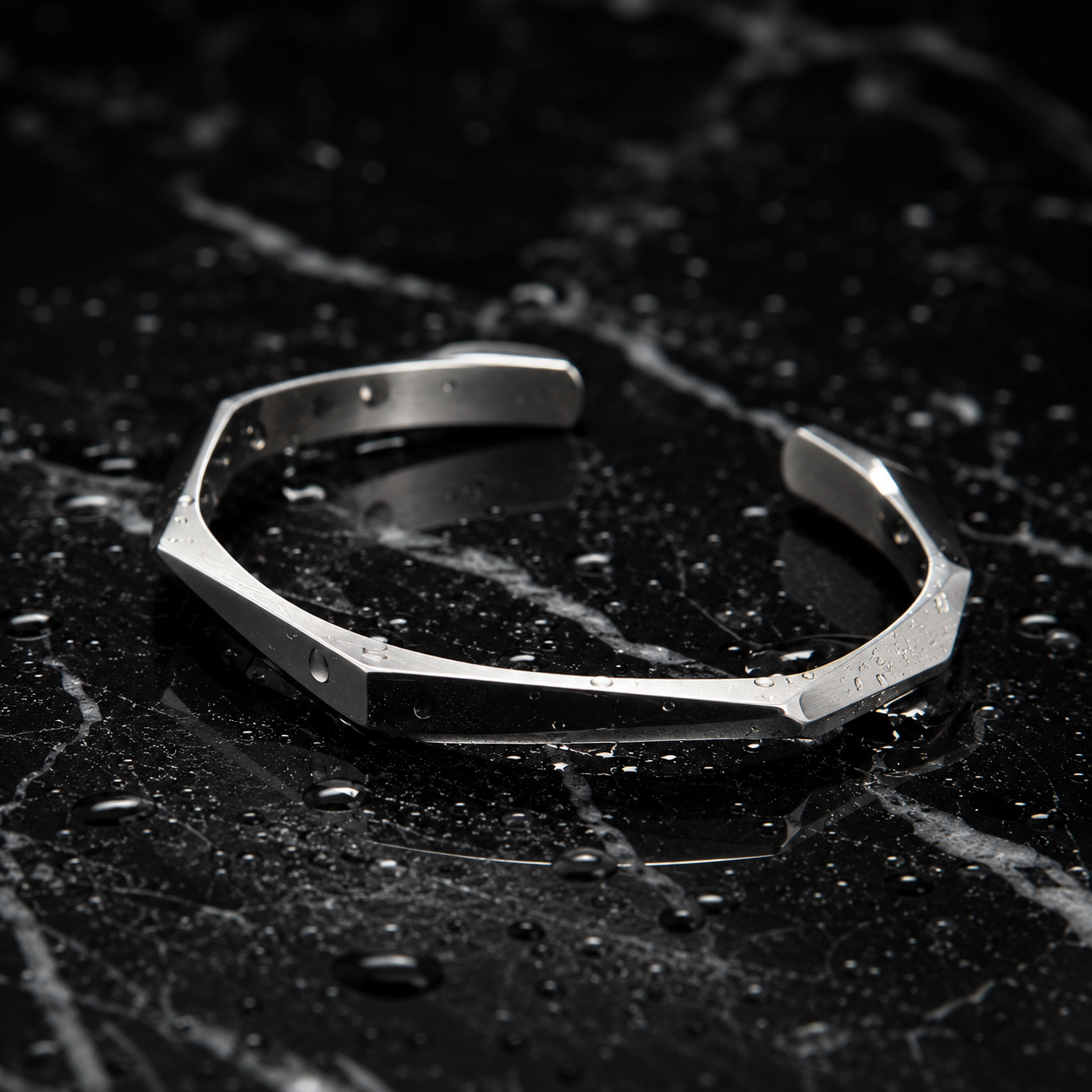 Silver Stainless Steel Hexagon Bracelet