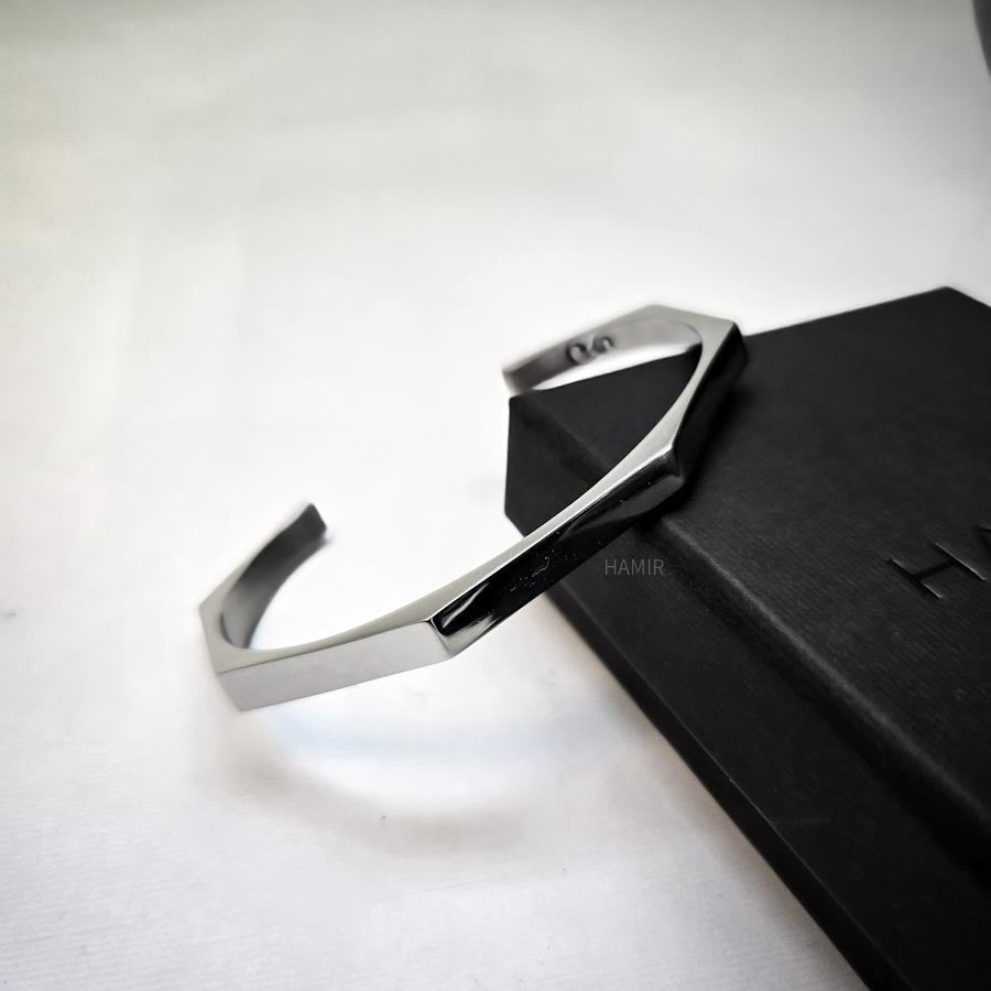 Silver Stainless Steel Hexagon Bracelet