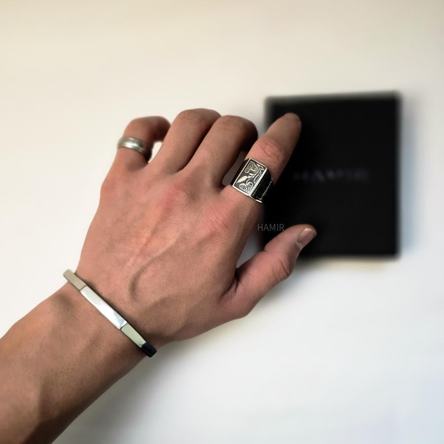 Silver Stainless Steel Hexagon Bracelet