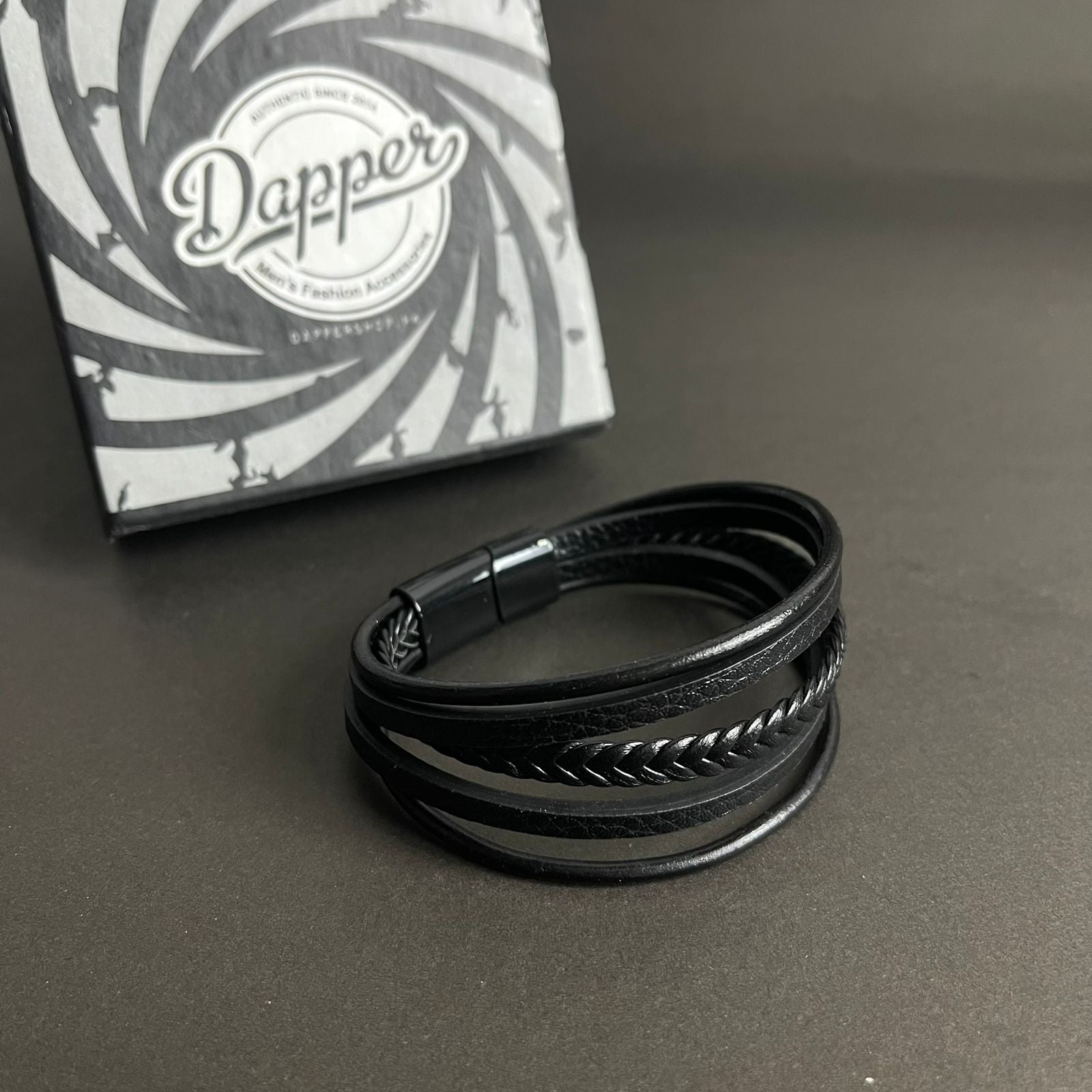 Axe Cord Black Layered Bracelet For Men