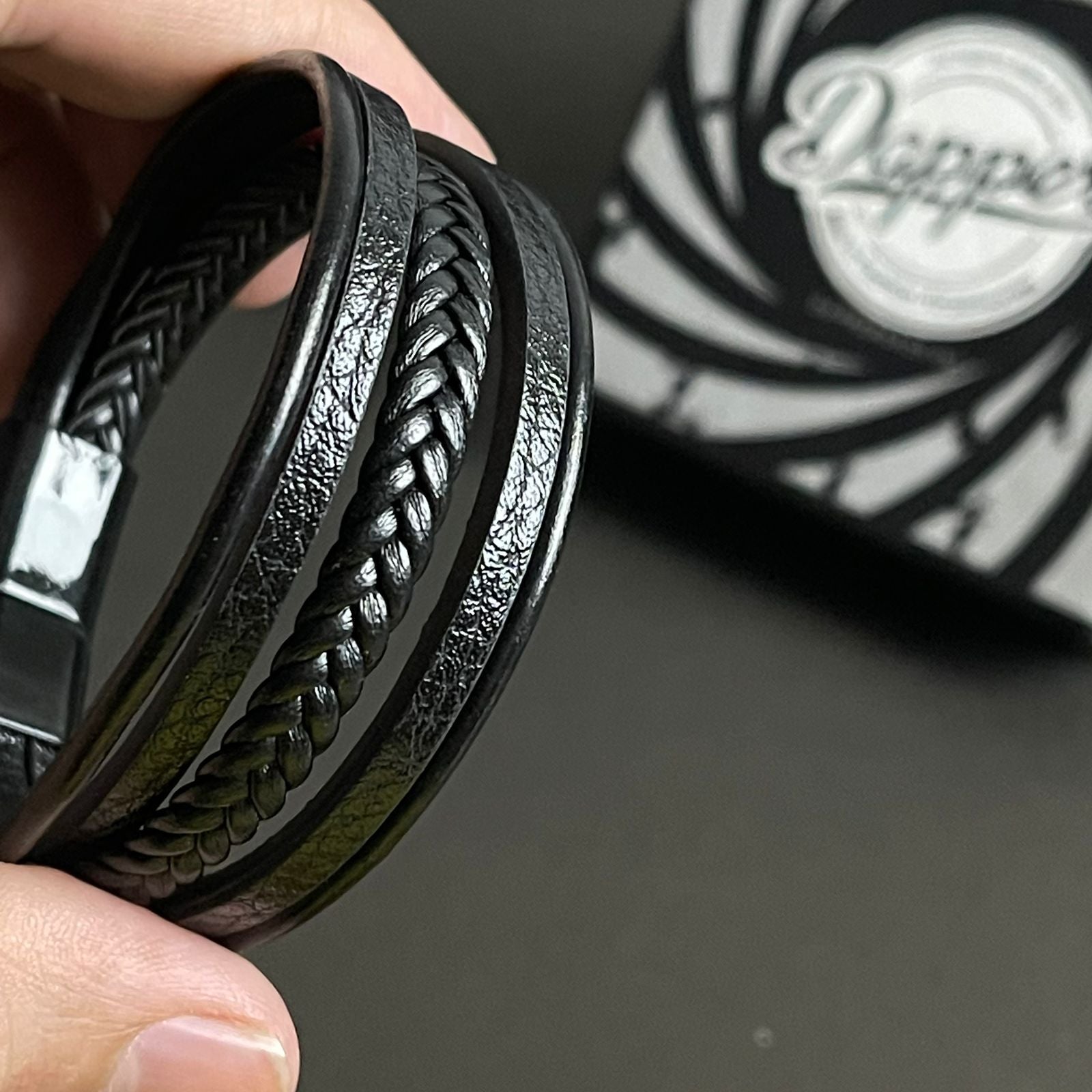 Axe Cord Black Layered Bracelet For Men