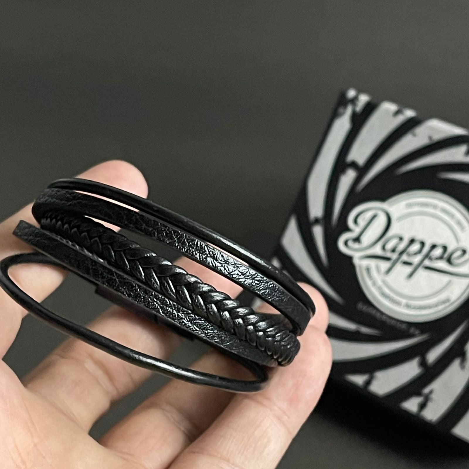 Axe Cord Black Layered Bracelet For Men