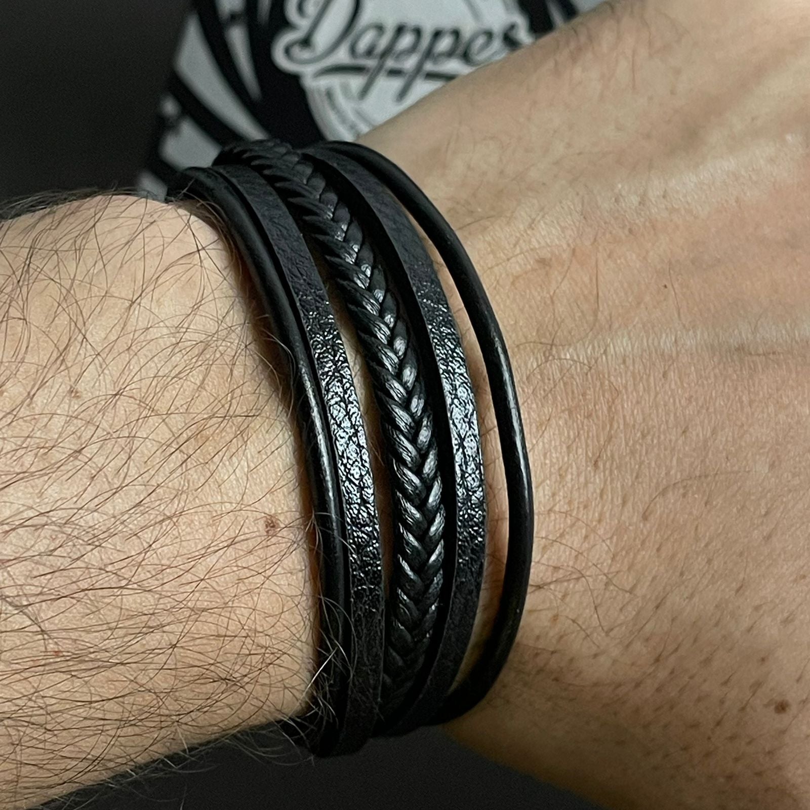 Axe Cord Black Layered Bracelet For Men