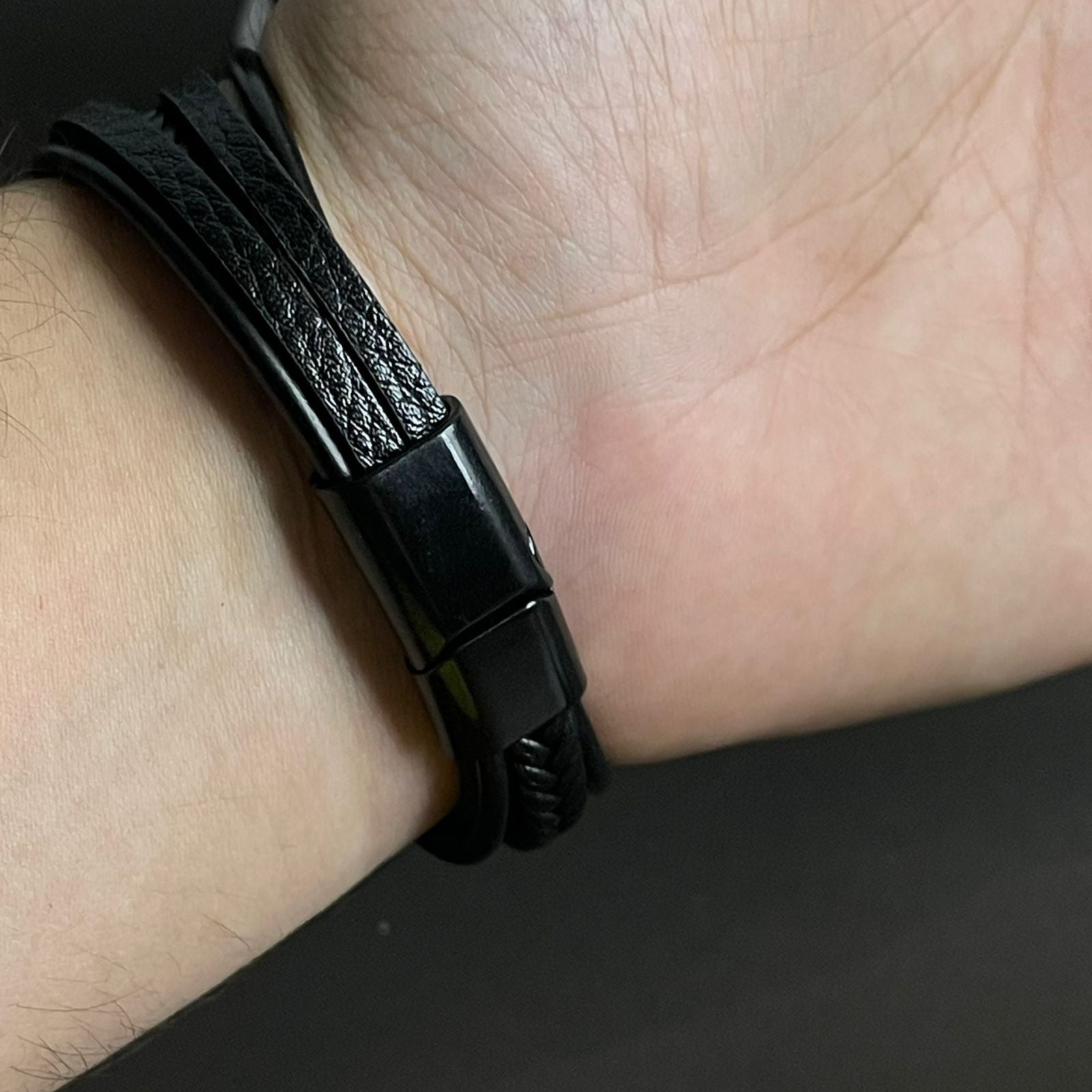 Axe Cord Black Layered Bracelet For Men