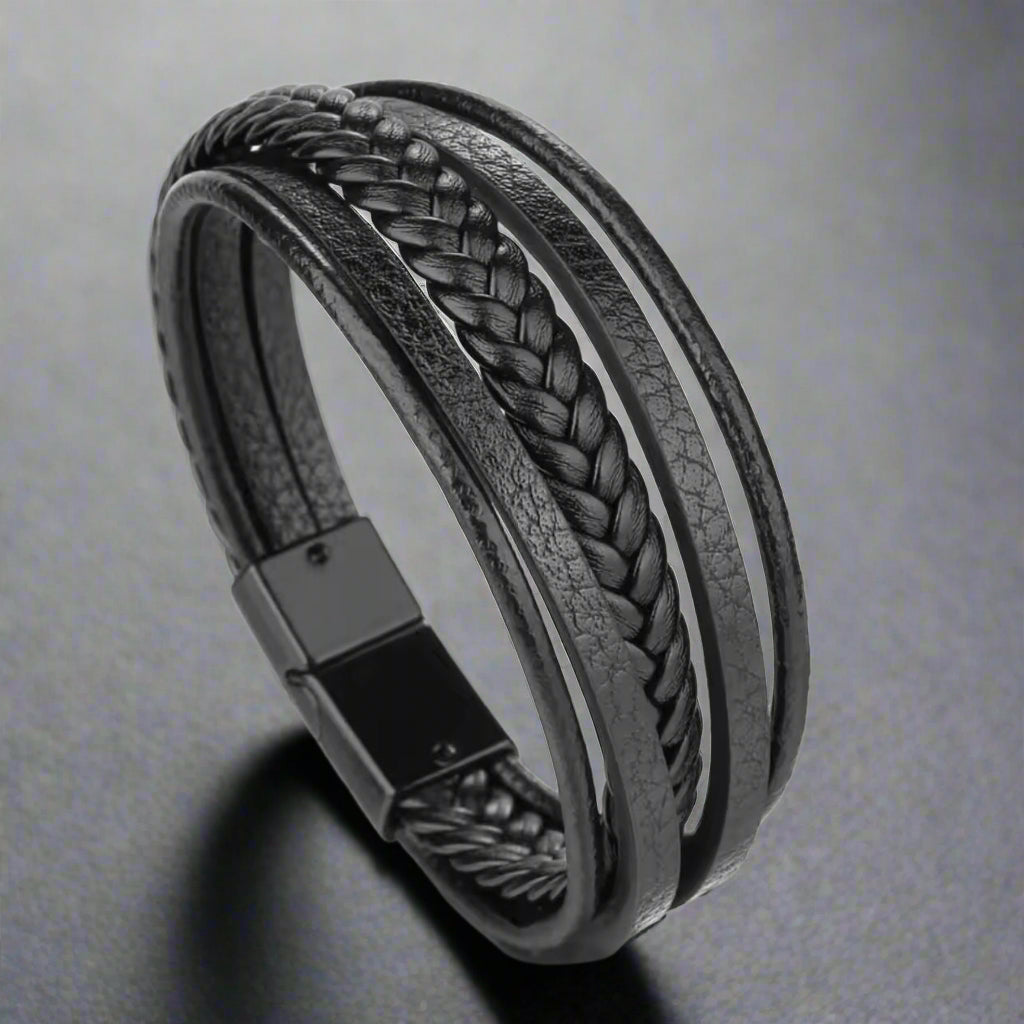 Axe Cord Black Layered Bracelet For Men