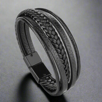 Axe Cord Black Layered Bracelet For Men