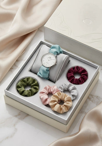 Scherenchy Stylish Scrunchie Watch for Women – FREE 5 Color Scrunchies | Fashion Elastic Strap Wrist Watch