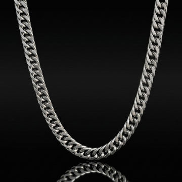 11mm Silver Cuban Link Neck Chain For Men